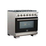 Forno Capriasca 36-Inch Freestanding Gas Range with 6 Brass Burners & Color Door