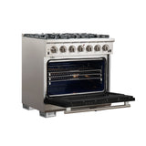 Forno Capriasca 36-Inch Freestanding Gas Range with 6 Brass Burners & Color Door