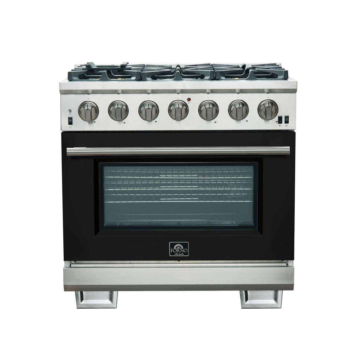 Forno Capriasca 36-Inch Freestanding Gas Range with 6 Brass Burners & Color Door