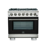 Forno Capriasca 36-Inch Freestanding Gas Range with 6 Brass Burners & Color Door