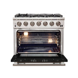 Forno Capriasca 36-Inch Freestanding Gas Range with 6 Brass Burners & Color Door