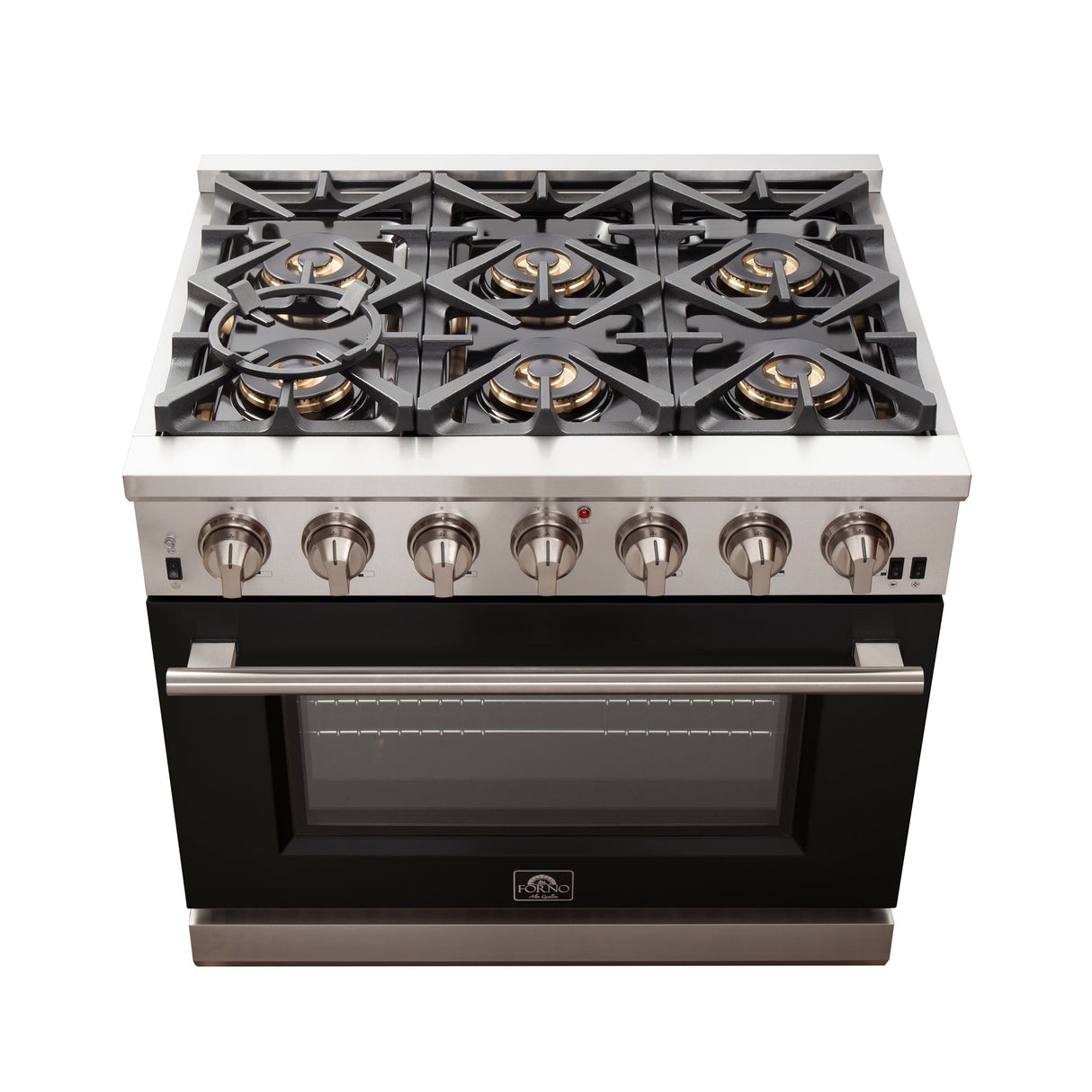 Forno Capriasca 36-Inch Freestanding Gas Range with 6 Brass Burners & Color Door