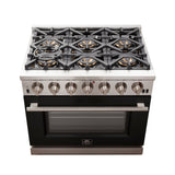 Forno Capriasca 36-Inch Freestanding Gas Range with 6 Brass Burners & Color Door