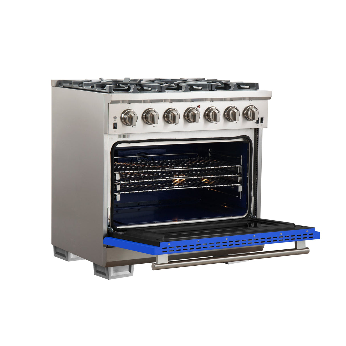 Forno Capriasca 36-Inch Freestanding Gas Range with 6 Brass Burners & Color Door