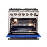Forno Capriasca 36-Inch Freestanding Gas Range with 6 Brass Burners & Color Door