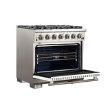 Forno Capriasca 36-Inch Freestanding Gas Range with 6 Brass Burners & Color Door