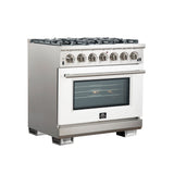 Forno Capriasca 36-Inch Freestanding Gas Range with 6 Brass Burners & Color Door