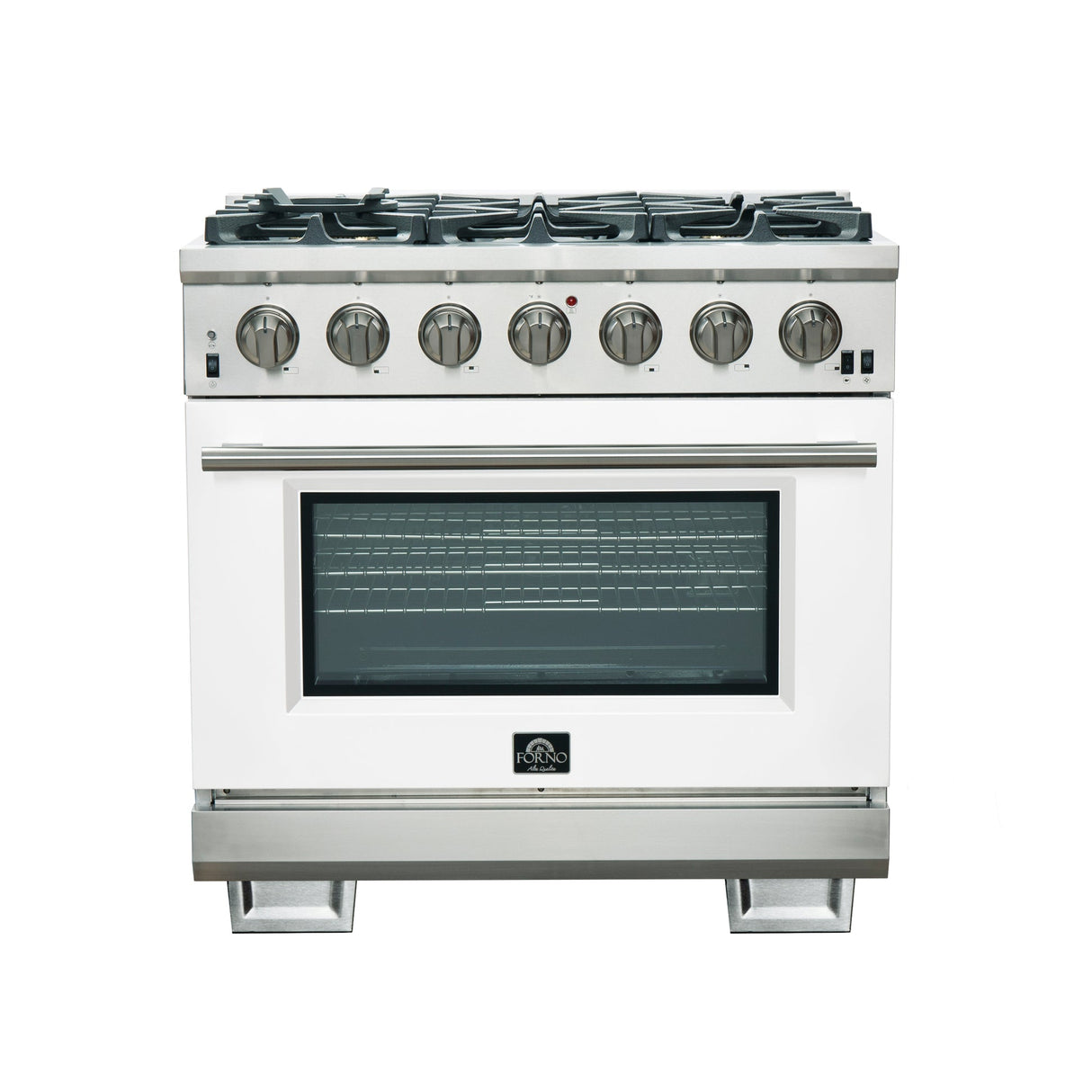 Forno Capriasca 36-Inch Freestanding Gas Range with 6 Brass Burners & Color Door