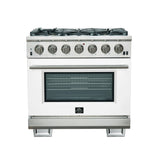 Forno Capriasca 36-Inch Freestanding Gas Range with 6 Brass Burners & Color Door