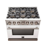 Forno Capriasca 36-Inch Freestanding Gas Range with 6 Brass Burners & Color Door