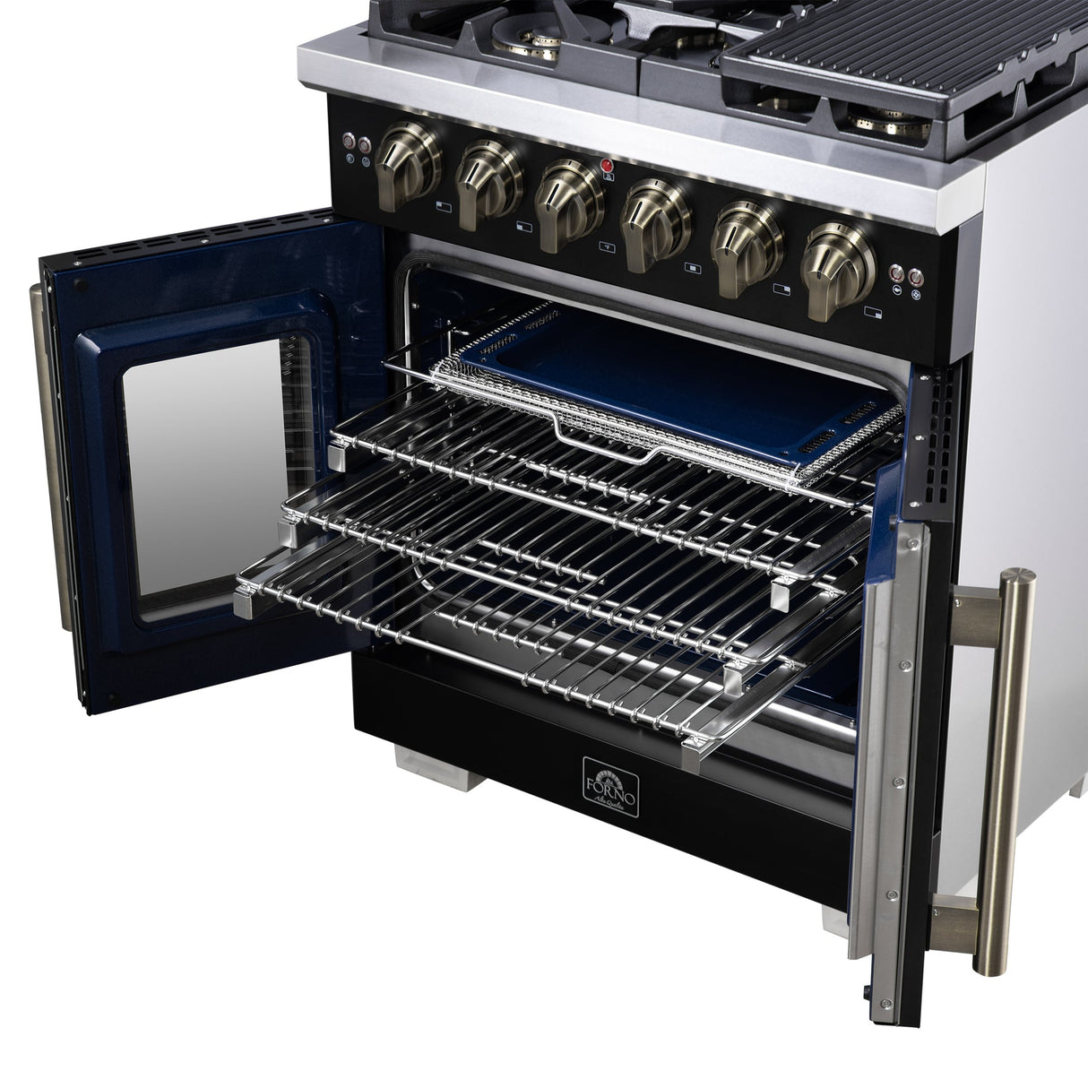 Forno Capriasca Freestanding French Door Gas Range, Convection Oven, Energy Efficient