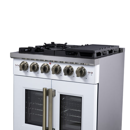 Forno Capriasca Freestanding French Door Gas Range, Convection Oven, Energy Efficient