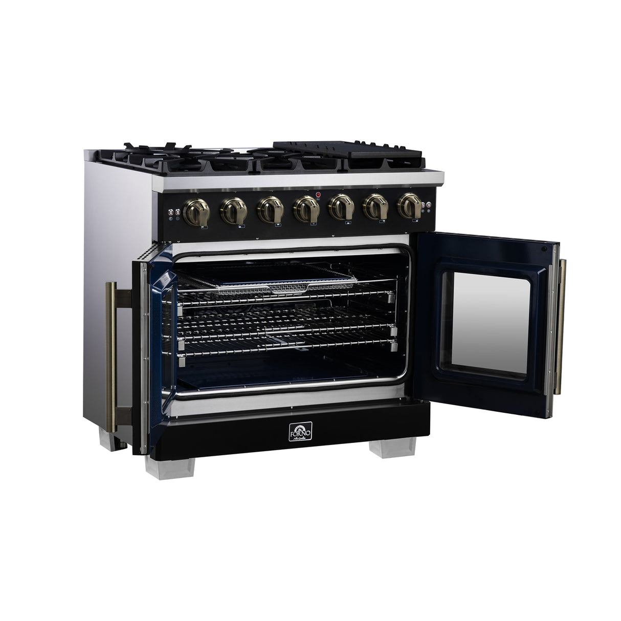Forno Capriasca Freestanding French Door Gas Range, Convection Oven, Energy Efficient