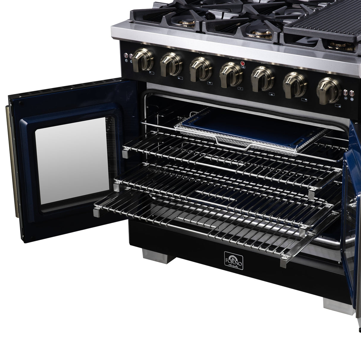 Forno Capriasca Freestanding French Door Gas Range, Convection Oven, Energy Efficient