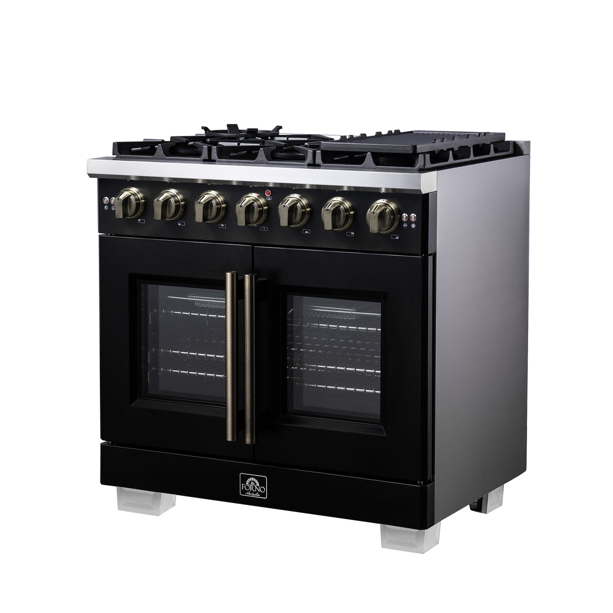 Forno Capriasca Freestanding French Door Gas Range, Convection Oven, Energy Efficient