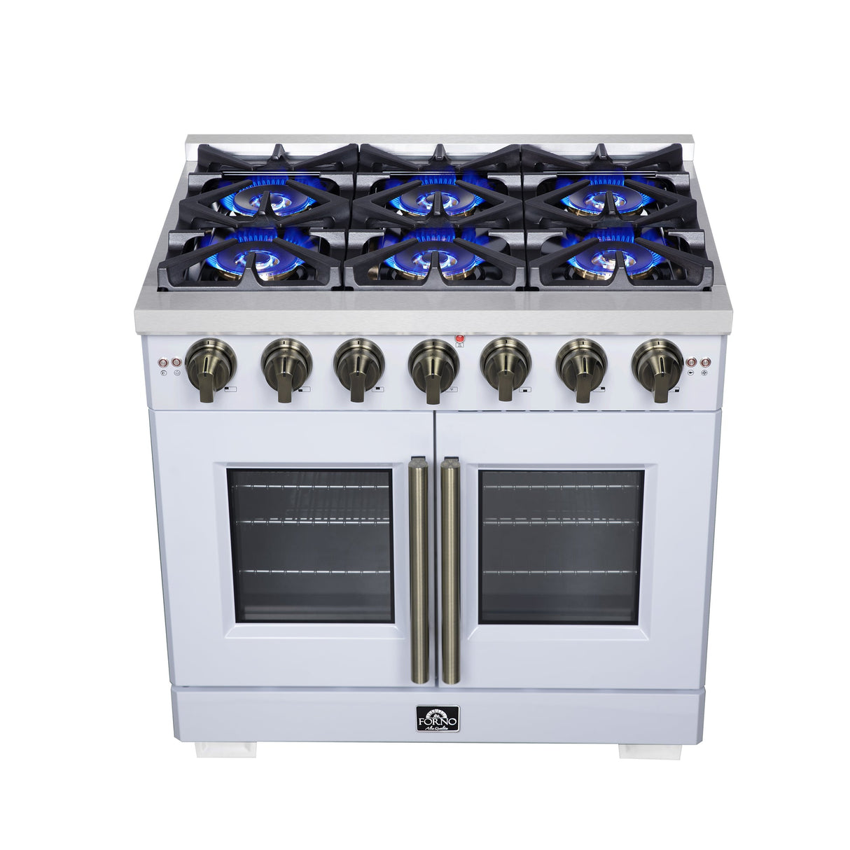 Forno Capriasca Freestanding French Door Gas Range, Convection Oven, Energy Efficient
