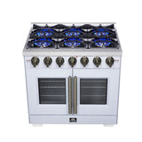 Forno Capriasca Freestanding French Door Gas Range, Convection Oven, Energy Efficient