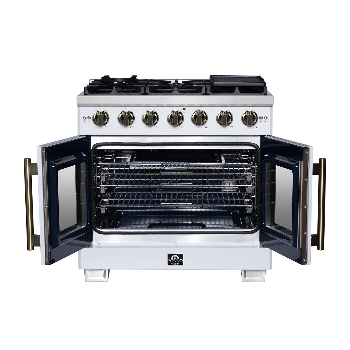 Forno Capriasca Freestanding French Door Gas Range, Convection Oven, Energy Efficient