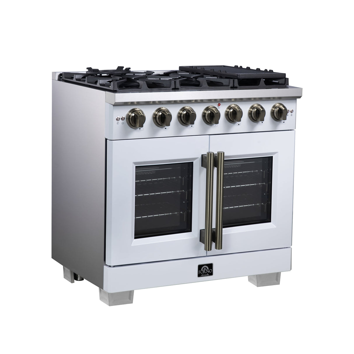 Forno Capriasca Freestanding French Door Gas Range, Convection Oven, Energy Efficient