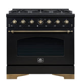 Forno Antico Freestanding Gas Range, Antique Brass Design, Convection Oven, Energy Efficient