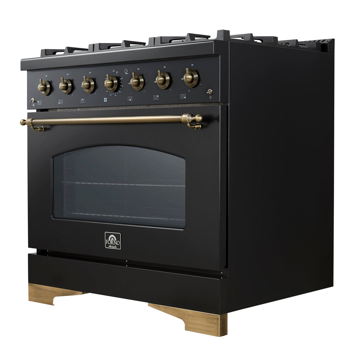 Forno Antico Freestanding Gas Range, Antique Brass Design, Convection Oven, Energy Efficient