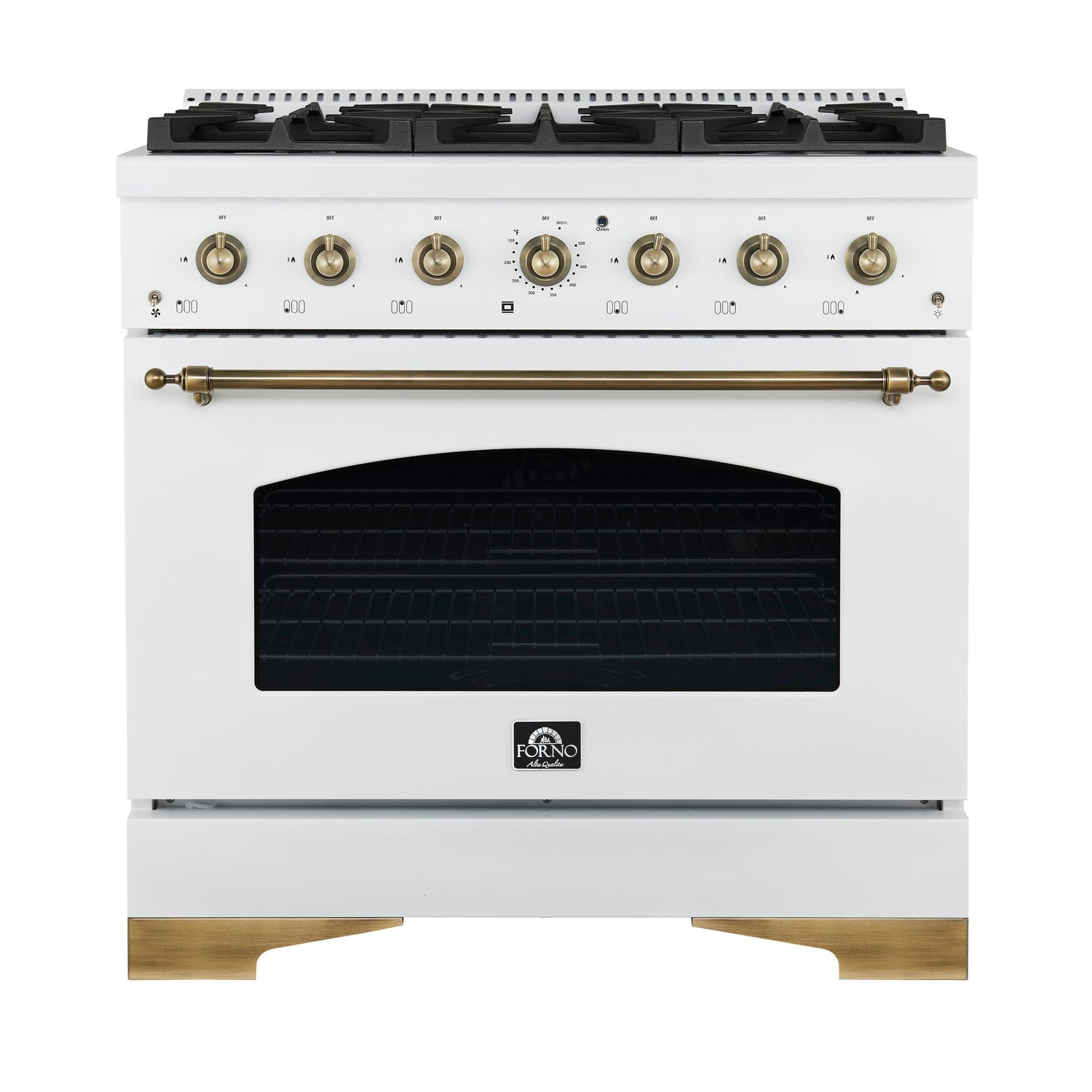Forno Antico Freestanding Gas Range, Antique Brass Design, Convection Oven, Energy Efficient