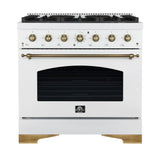 Forno Antico Freestanding Gas Range, Antique Brass Design, Convection Oven, Energy Efficient