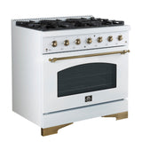 Forno Antico Freestanding Gas Range, Antique Brass Design, Convection Oven, Energy Efficient