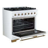 Forno Antico Freestanding Gas Range, Antique Brass Design, Convection Oven, Energy Efficient