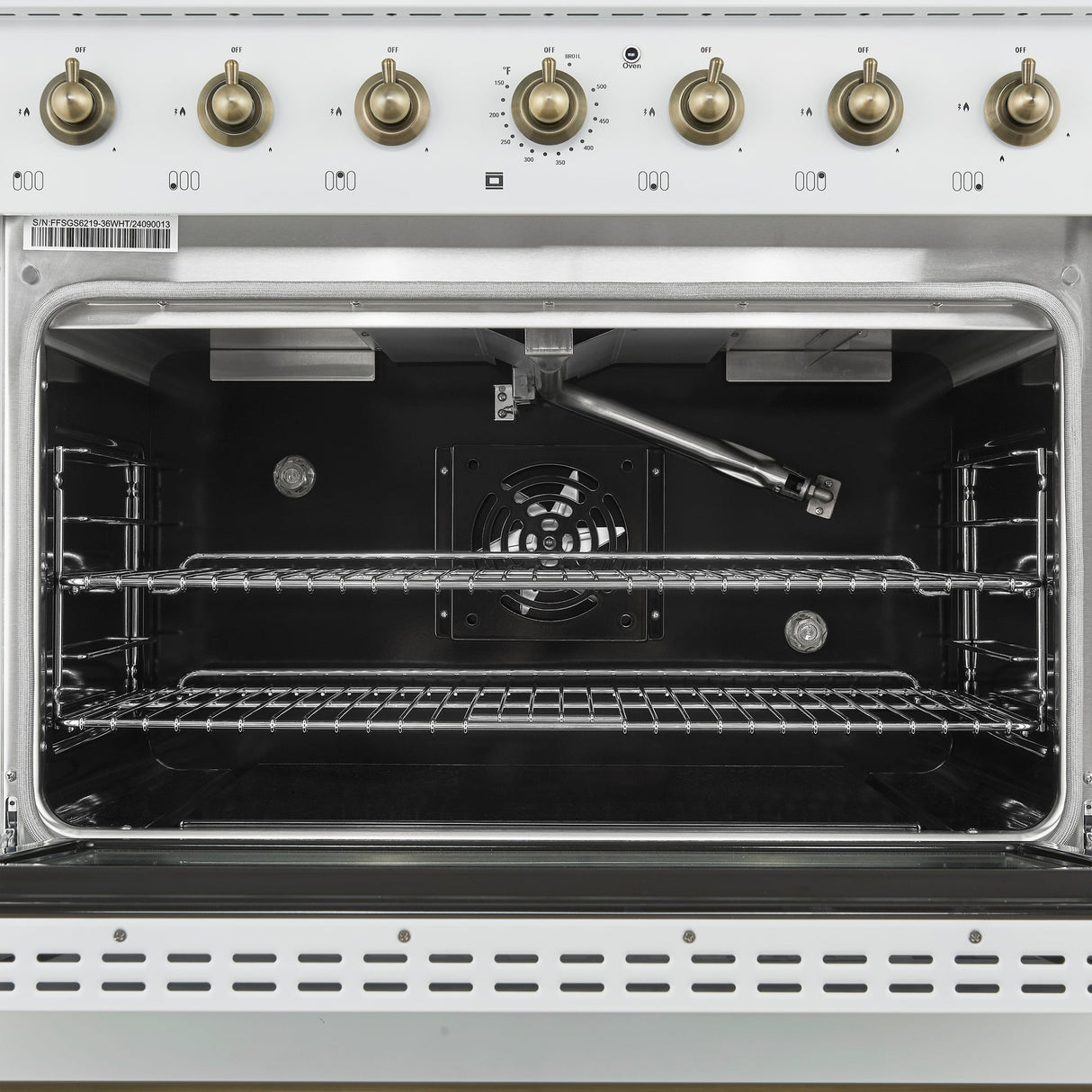 Forno Antico Freestanding Gas Range, Antique Brass Design, Convection Oven, Energy Efficient