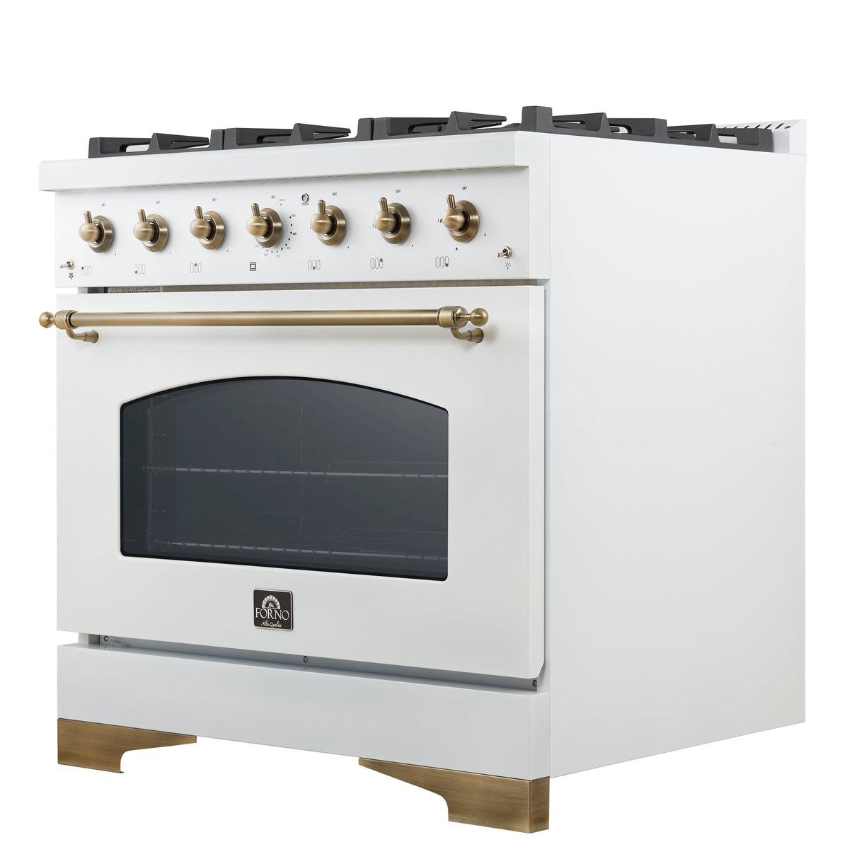 Forno Antico Freestanding Gas Range, Antique Brass Design, Convection Oven, Energy Efficient