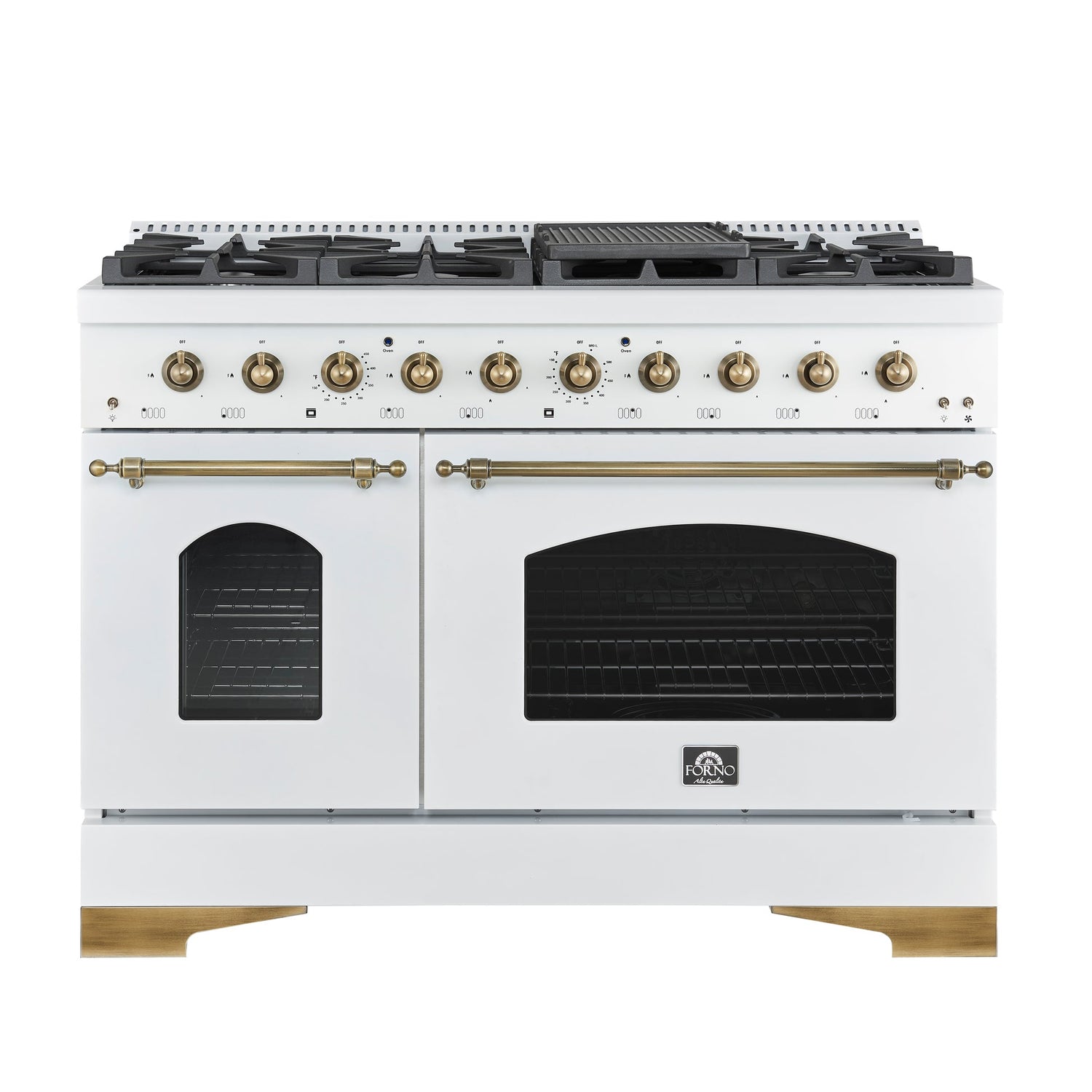 Forno Antico Freestanding Gas Range, Antique Brass Design, Convection Oven, Energy Efficient