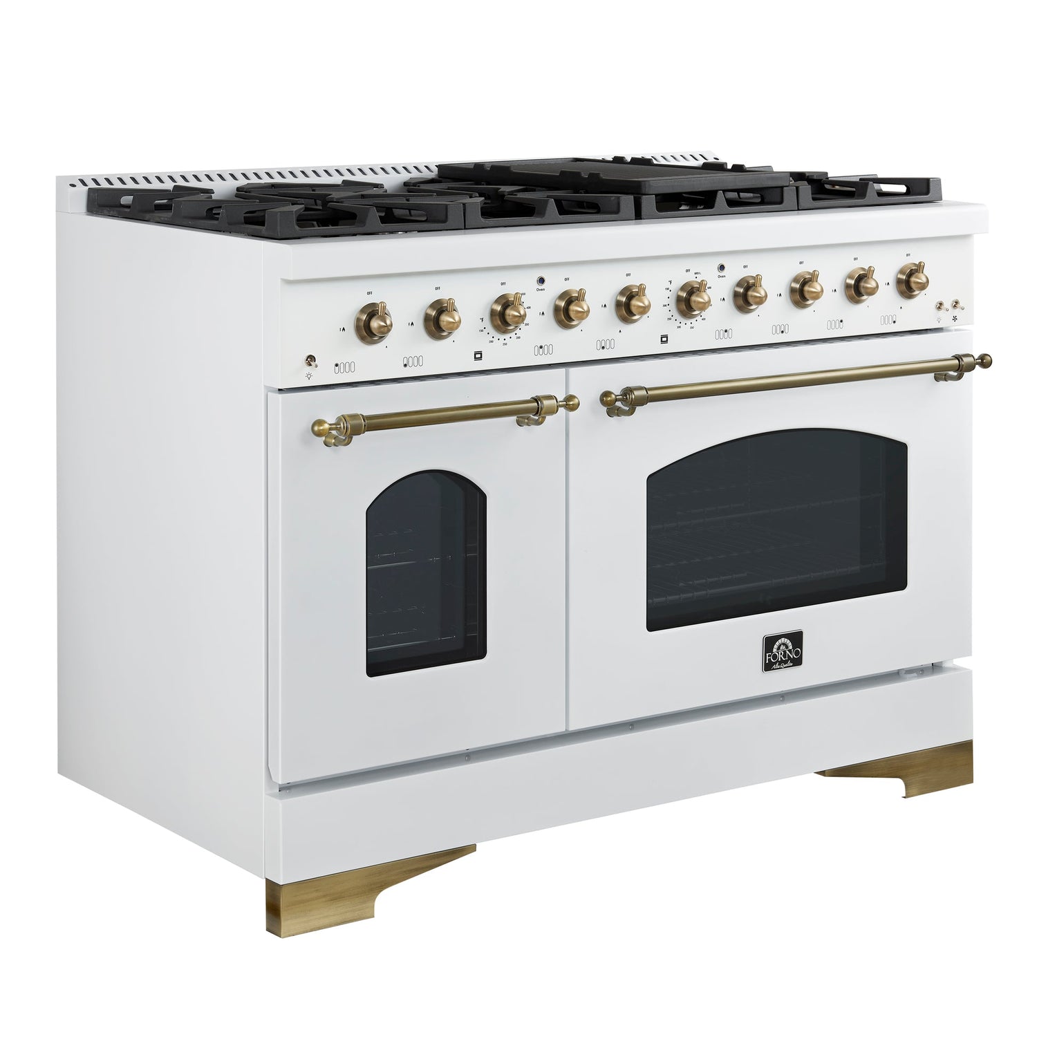 Forno Antico Freestanding Gas Range, Antique Brass Design, Convection Oven, Energy Efficient