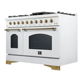 Forno Antico Freestanding Gas Range, Antique Brass Design, Convection Oven, Energy Efficient