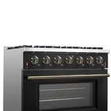 Forno Galiano 36-inch Freestanding Gas Range with Antique Brass Design, 6 Burners, Convection Oven