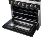 Forno Galiano 36-inch Freestanding Gas Range with Antique Brass Design, 6 Burners, Convection Oven
