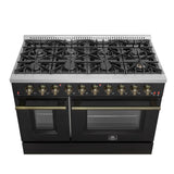 Forno Galiano 48-inch Gas Range with Antique Brass Design, 8 Burners, 107,000 BTU, Griddle, 6.58 cu.ft. Double Ovens