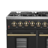 Forno Galiano 48-inch Gas Range with Antique Brass Design, 8 Burners, 107,000 BTU, Griddle, 6.58 cu.ft. Double Ovens