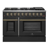 Forno Galiano 48-inch Gas Range with Antique Brass Design, 8 Burners, 107,000 BTU, Griddle, 6.58 cu.ft. Double Ovens