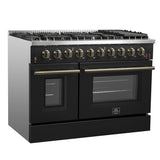 Forno Galiano 48-inch Gas Range with Antique Brass Design, 8 Burners, 107,000 BTU, Griddle, 6.58 cu.ft. Double Ovens