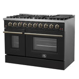Forno Galiano 48-inch Gas Range with Antique Brass Design, 8 Burners, 107,000 BTU, Griddle, 6.58 cu.ft. Double Ovens