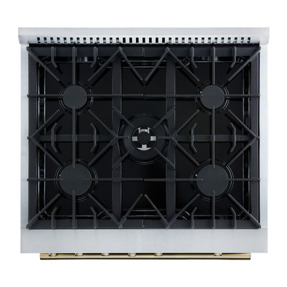 Forno Giovanni 30-inch Gas Range with Antique Brass Design, 5 Burners 67,000 BTU, 4.32 cu.ft. Convection Oven