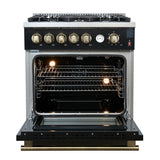 Forno Giovanni 30-inch Gas Range with Antique Brass Design, 5 Burners 67,000 BTU, 4.32 cu.ft. Convection Oven