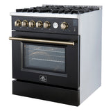 Forno Giovanni 30-inch Gas Range with Antique Brass Design, 5 Burners 67,000 BTU, 4.32 cu.ft. Convection Oven