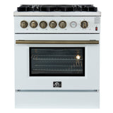 Forno Giovanni 30-inch Gas Range with Antique Brass Design, 5 Burners 67,000 BTU, 4.32 cu.ft. Convection Oven