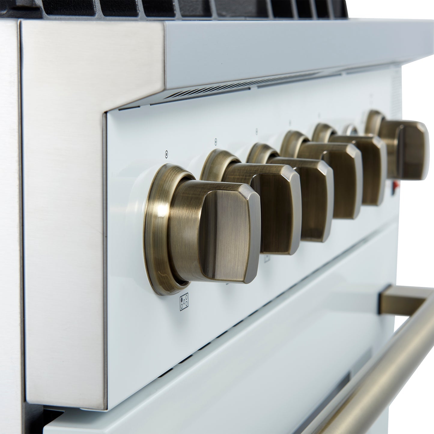 Forno Giovanni 30-inch Gas Range with Antique Brass Design, 5 Burners 67,000 BTU, 4.32 cu.ft. Convection Oven