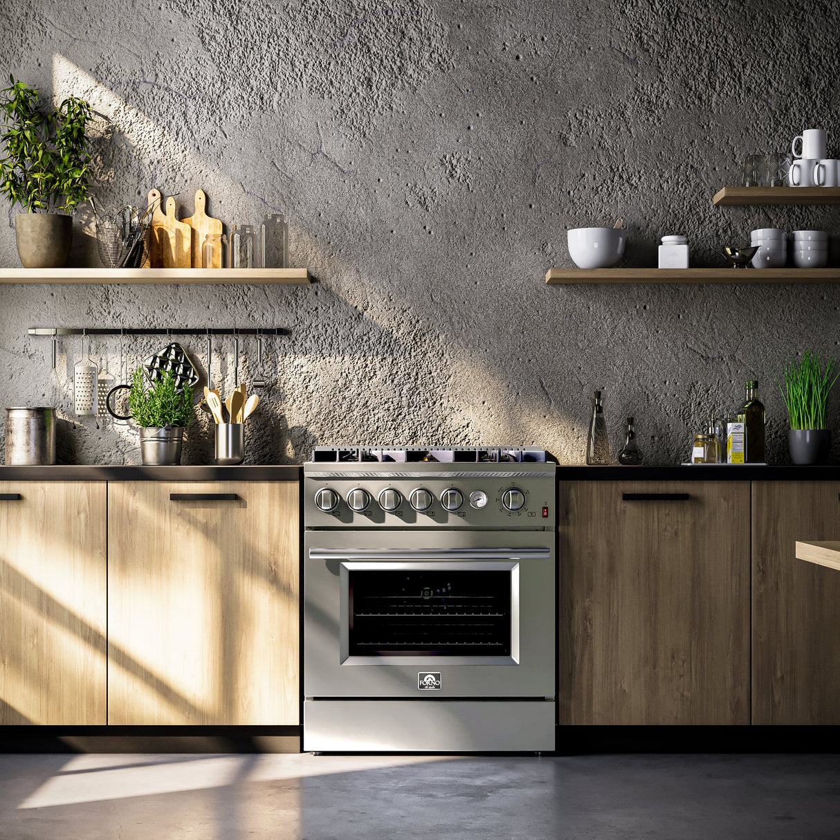 Forno Giovanni 30-inch Gas Range Stainless Steel, 5 Burners 67,000 BTU, 4.32 cu.ft. Convection Oven