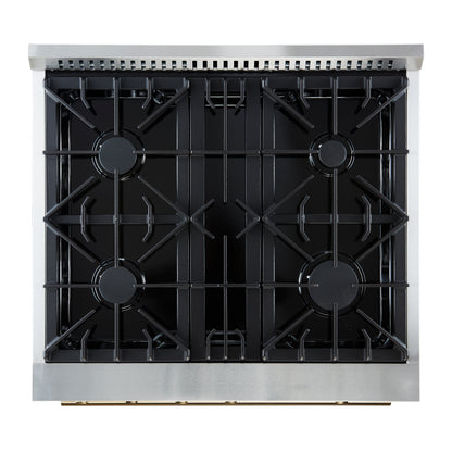 Forno Marco Gas Range with Antique Brass Design, Convection Oven