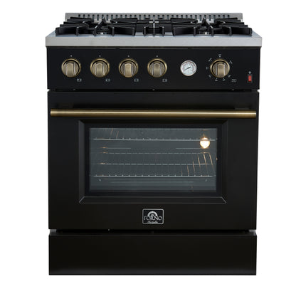 Forno Marco Gas Range with Antique Brass Design, Convection Oven
