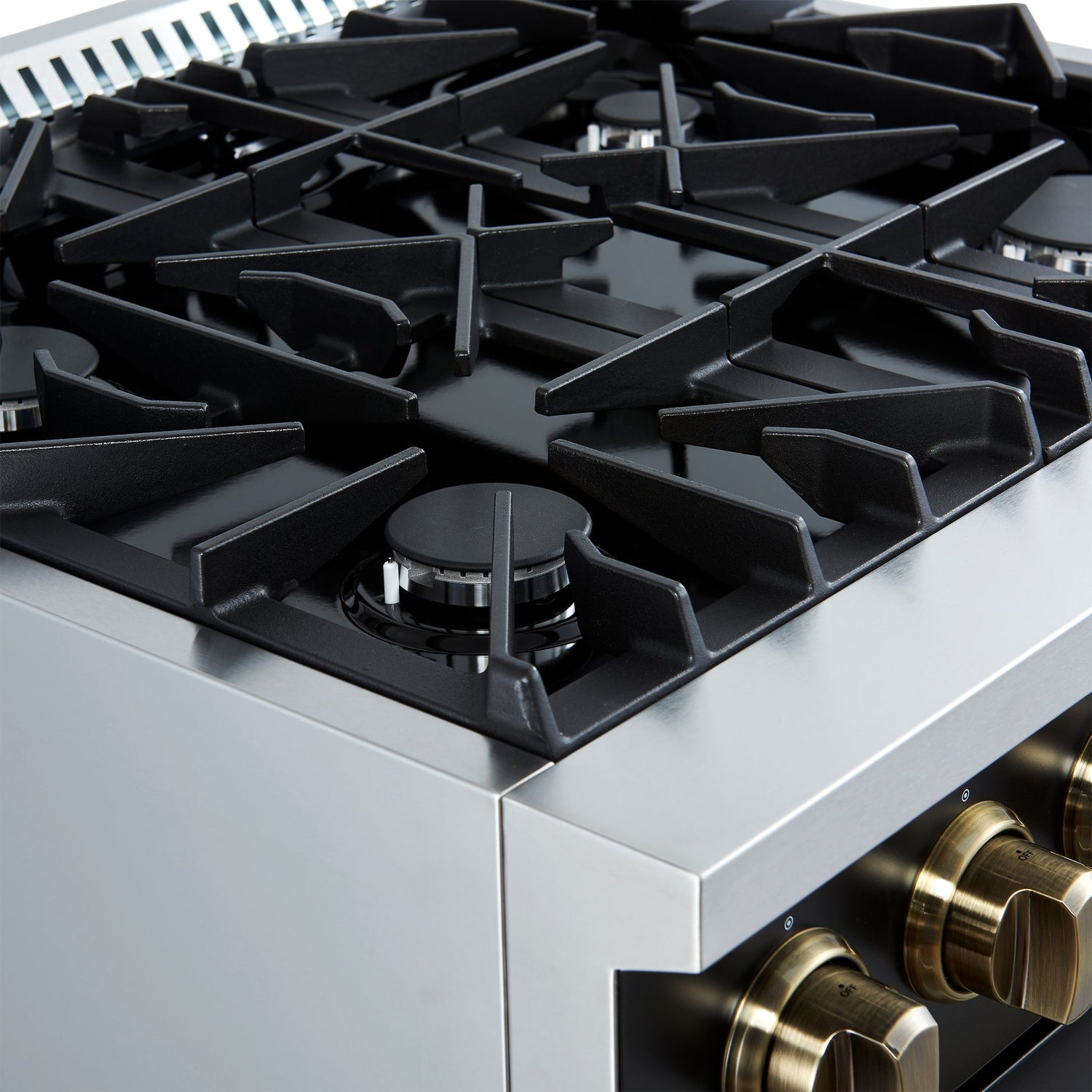 Forno Marco Gas Range with Antique Brass Design, Convection Oven